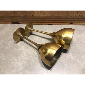 Vintage Style 2 Piece Set For Party Occasion Handmade Brass <b>Wine</b> <b>Goblets</b> Bell Shape Long Stem - Product Image 6