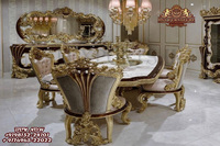 Table de salle à manger en teck sculpté, design unique, style moderne classique, décoration intérieure, taille personnalisée