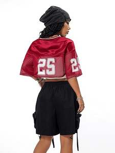 Top Corto de Malla para Mujer, Estilo Fútbol Americano, con Estampado de Número, Ropa Urbana, OEM ODM - Product Image 2