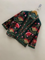 Chaqueta Corta de Invierno para Mujer, Estilo Bohemio, de Terciopelo Suzani, Bordada a Mano con Diseño Floral, Prenda Étnica Elegante