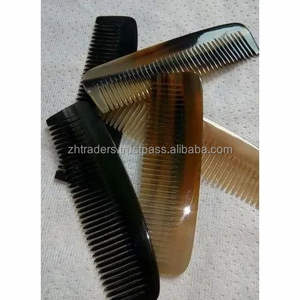 Peine de cuerno de buey Natural 100% al por mayor, peine de masaje de pelo Antiestático de dientes finos con mango grueso, salones ecológicos hechos a mano - Product Image 1
