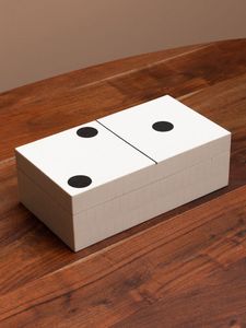 Jeu de dominos en résine blanche à motif circulaire, décoration artistique pour la maison, artisanat, cadeau, jeux, boîte cadeau, couleur personnalisée, ensemble de jeux artisanaux - Product Image 3