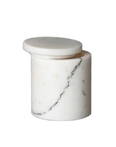 Boîte de rangement décorative élégante en marbre avec couvercle, pot en travertin beige pour le rangement à la maison ou au bureau, conteneur en pierre élégant pour la cuisine - Product Image 1