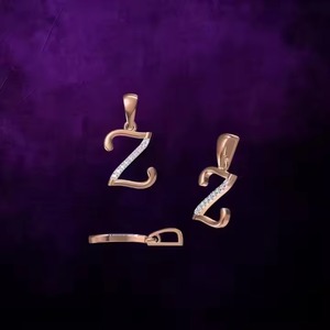 Elegante Collar con Colgante de Letra de Diamante Cultivado en Laboratorio de Oro Rosa de 10K con Dije de Letra Z, Chapado en Oro, Regalo Perfecto para Mujeres - Product Image 1