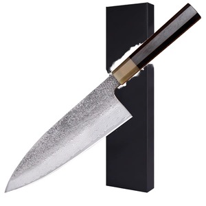 Couteau de cuisine professionnel japonais vintage en acier inoxydable, manche en bois écologique, pour droitier. - Product Image 3