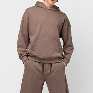 Conjunto Deportivo con Capucha para Hombre, Sudadera y Pantalones de Algodón de Color Sólido, Manga Larga, Corte Holgado, Peso Medio, Transpirable, para Otoño - Product Image 3