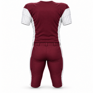 Ensemble d'uniformes de football américain 12 panneaux bordeaux et blanc avec rembourrage et panneaux latéraux intégrés - Product Image 4