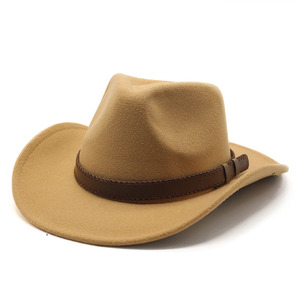 Unisex Olive Green Wool Cowboy <b>Hat</b> with Brown Leather <b>Band</b> 56-58cm Head Circumference for Outdoor Spring Autumn Use 2026 - Product Image 2