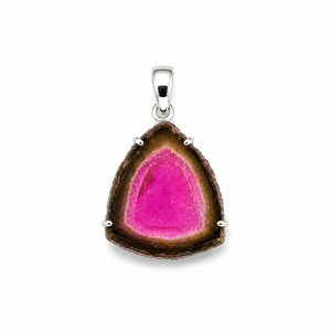 Colgante de Lujo de Plata de Ley 925 con Turmalina Sandía en Rodaja, Amuleto de Diseño, Joyería Fina Hecha a Mano - Product Image 3