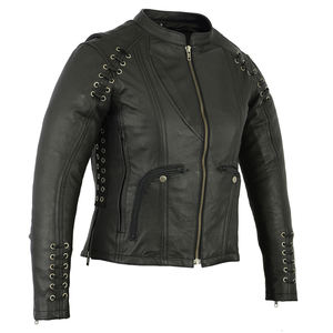 Chaqueta de Cuero Genuino de Alta Calidad para Mujer, Cuello Alto, Tejida, Manga Larga, Otoño Invierno, Nuevo Diseño de Moda, Gran Venta - Product Image 4