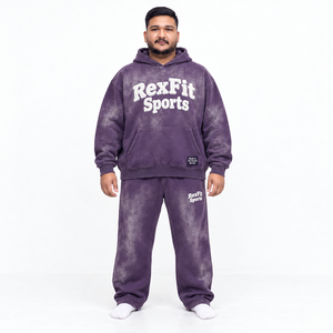 Conjunto de dos piezas de chándal de forro polar con estampado lavado, chaqueta con cremallera unisex y pantalones de chándal holgados, estilo streetwear personalizado para invierno - Product Image 2
