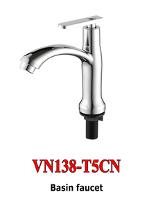 Robinet de lavabo de salle de bain moderne en alliage de zinc chromé, monotrou, eau froide, bec courbé, à poser sur le comptoir, VN 138-T5 - Product Image 1