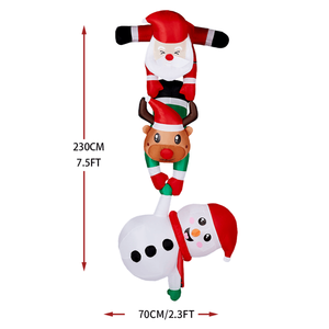 Decorazioni natalizie gonfiabili in PVC da 7,5 piedi con Babbo Natale, renne e pupazzo di neve illuminati - Product Image 2
