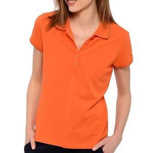 Primefield New Design Best Selling Women's <b>Orange</b> Solid Color <b>Polo</b> Shirt Short Sleeve Casual Knitted Regular Fit - Product Image 1