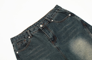 Pantalones Vaqueros Cargo para Hombre, Cintura Alta, Corte Holgado, Lavado Desgastado, Azul, Algodón, Estilo Casual Urbano, Otoño, Pierna Ancha - Product Image 6