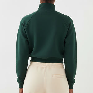 Sweat-shirt d'hiver respirant à col montant et fermeture éclair, coupe courte, style décontracté, prix de gros abordable - Product Image 3