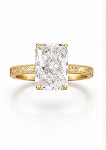 Radiant Cut Lab Grown Diamond <b>Wedding</b> Ring Vintage Engraved Platinum IGI Certified Luxury Dazzling Elegant - Product Image 5