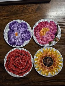 Handmade Botanical <b>Beaded</b> <b>Coaster</b> Round Bohemian Table Mats Pads Decorative Artisan Crafted Design - Product Image 3