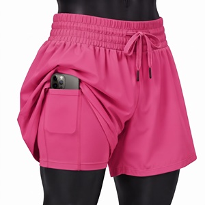Rust Brown Men's 2-in-1 Athletic <b>Shorts</b> <b>with</b> Side <b>Phone</b> <b>Pockets</b> and Drawstring Waist - Product Image 4