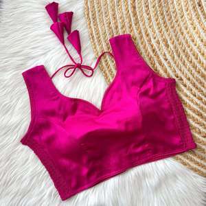 Blusa de fiesta de diseñador, tela de seda suave con elástico para un mejor ajuste, con relleno, lista para usar, completamente cosida. - Product Image 5