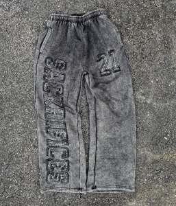 Ensemble survêtement homme grande taille avec sweat à capuche et pantalon, imprimé lettres en relief, en molleton, décontracté, pour l'automne, gris - Product Image 6