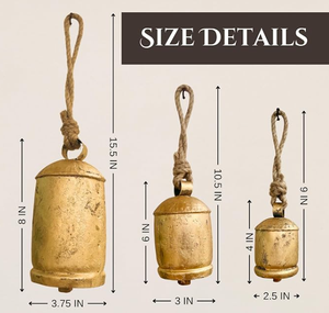 Juego de 3 Campanas Rústicas Navideñas Hechas a Mano de Latón, Campanas de Vaca Colgantes de Metal, Decoraciones Vintage en Oro Antiguo, Venta al Por Mayor - Product Image 4