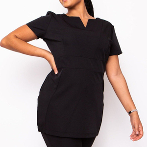 Tunique d'uniforme de salon de beauté respirante en coton et élasthanne à manches courtes unisexe pour personnel d'hôtel - Product Image 3