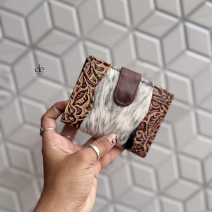 Real Cowhide Fur Leather Clutch Carving Leather New Arrival Stylish Multi Uses Western Hot Sale <b>Small</b> <b>Wallets</b> for Women - Product Image 1