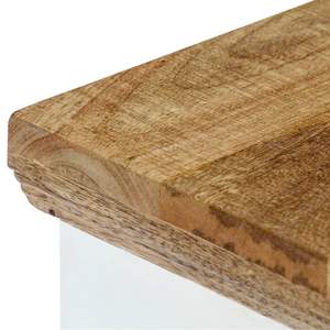 Mesita de noche pequeña de madera de mango maciza blanca y marrón, de madera de ingeniería - Product Image 5