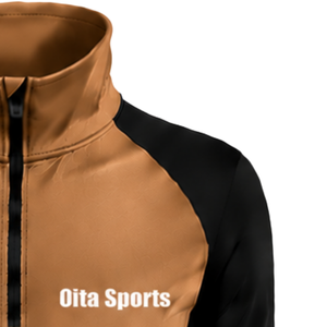 Camiseta Deportiva de Manga Larga con Cierre de Cremallera, Color Camel, Marrón y Negro, para Mujer, con Orificios para los Pulgares, Corte Ajustado, para Correr, Gimnasio, Fitness y Deportes - Product Image 5