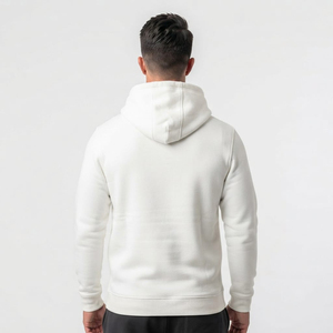 Sweat-shirt à capuche blanc pour homme, 100% coton, coupe classique, décontracté, avec poche avant et cordon de serrage - Product Image 4