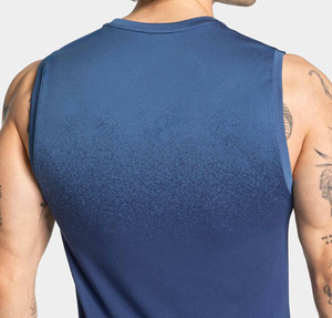 OEM <b>Mens</b> Summer Casual Fitness Clothing <b>Set</b> Sleeveless Tank <b>Top</b> <b>Shorts</b> Gradient Blue Breathable Seamless Quick Dry Premium - Product Image 2