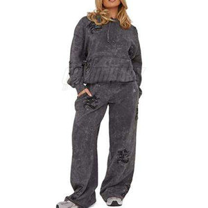 Survêtement en tissu durable délavé à l'acide, toucher doux, coupe confortable, look élégant, idéal pour les tenues décontractées quotidiennes et les voyages - Product Image 5