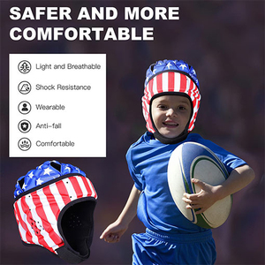 Casques de rugby en mousse EVA légers et à profil bas, coque souple intégrale à visière ouverte avec couvre-chef confortable - Product Image 5