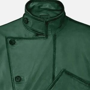 Elegante gabardina de piel de cordero suave, impermeable, con estampado, estilo vintage, cómoda, con múltiples bolsillos, talla grande, estilo sobrecamisa, estándar. - Product Image 2