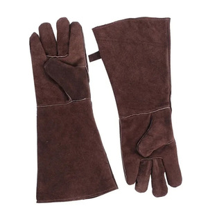 Gants de travail en cuir résistants à la chaleur, 14 pouces, manchette droite, finition lisse, protection anti-chaleur, gants de sécurité - Product Image 2
