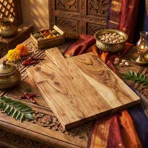 Tabla de cortar de madera de acacia hecha a mano con asa, 100% natural, gruesa y sólida, para cocina, modelo 2026 - Product Image 4