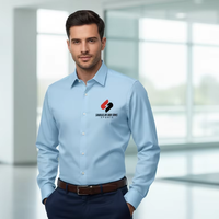 Chemise décontractée pour homme, manches longues, 100% coton sergé, coupe ajustée, confortable, respirante, anti-boulochage, 240g, couleur unie, col rabattu