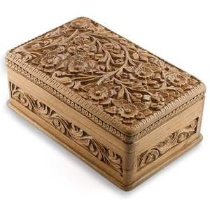 Caja de Madera Rectangular Tallada a Mano al por Mayor, Caja Decorativa de Arte Popular para Almacenamiento en Mesa, Decoración del Hogar - Product Image 4