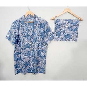 Conjunto de Pijama de Manga Corta para Mujer, Estampado Floral Romántico Vintage, 100% Algodón, Suave y Transpirable, para Otoño/Invierno, para Casa u Hotel - Product Image 2