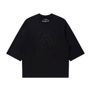 T-shirt pour homme imprimé personnalisé, coupe ample, 100 % coton, confortable et tendance, faible MOQ, impression en relief - Product Image 1