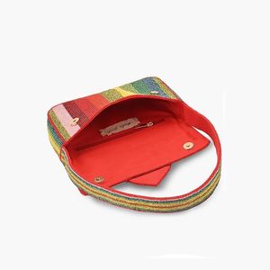 Bolso de Hombro Textil a Rayas Estilo Bohemio de Alta Calidad con Bordado de Corazón y Asa Roja, 7 Pulgadas, Duradero, para Todas las Temporadas, de Poliéster - Product Image 3