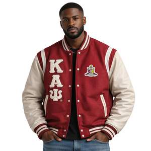 Giacca Letterman in Lana Kappa Alpha Psi Krimson & Kream, Abbigliamento per Fraternità Greca con Stile Varsity Classico e Comfort Premium - Product Image 1