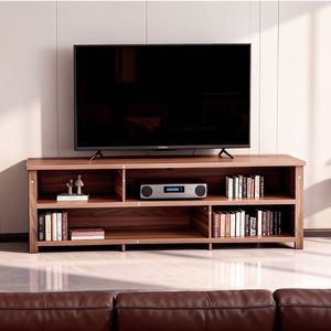 Mobile TV a doppio strato marrone scuro 178,4 cm x 39,9 cm x 62,1 cm in truciolato con ripiani aperti - Centro Intrattenimento - Product Image 1