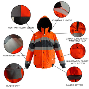 Wholesale High Visibility Safety <b>Hoodie</b> 1 <b>Orange</b> Super Quality Factory OEM Logo Custom Work Uniform Reflective Safety <b>Hoodie</b> - Product Image 3