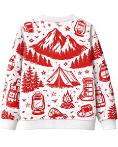 Sweat-shirt personnalisé blanc et rouge pour homme, imprimé en 3D, col rond, décontracté, sublimation personnalisée, automne-hiver - Product Image 5