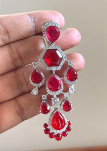 Pendientes Largos de Plata con Zirconia y Aspecto de Piedra para Mujer, Ideales para Vestidos de Noche y Fiestas - Product Image 6