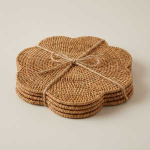 Sous-plats de mariage en rotin fleuri faits à la main, assiettes de présentation en bambou naturel – Design de luxe écologique pour la mise en table - Product Image 1