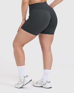 Factory Price Coal Unified <b>Shorts</b> For <b>Women</b> High Waisted <b>Women's</b> <b>Shorts</b> <b>Compressive</b> Waistband Sweat Wicking Performance Fabric - Product Image 3