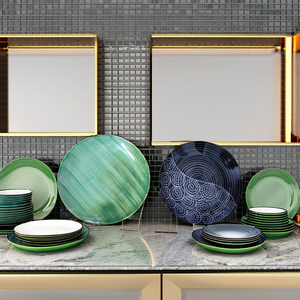 Platos y platos de porcelana hechos a mano, vajilla chapada de lujo de cerámica de nuevo diseño, vajilla de 8 pulgadas - Product Image 1